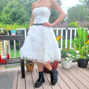 SATIN ROUGE, Beautiful Retro Knee length Wedding, Prom, Party Dress